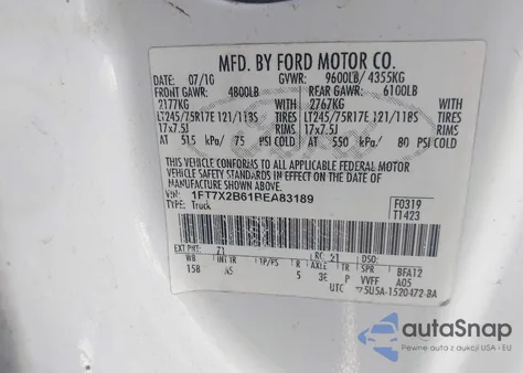 2011 Ford F-250 Xl z USA, uszkodzony, nr VIN 1FT7X2B61BEA83189